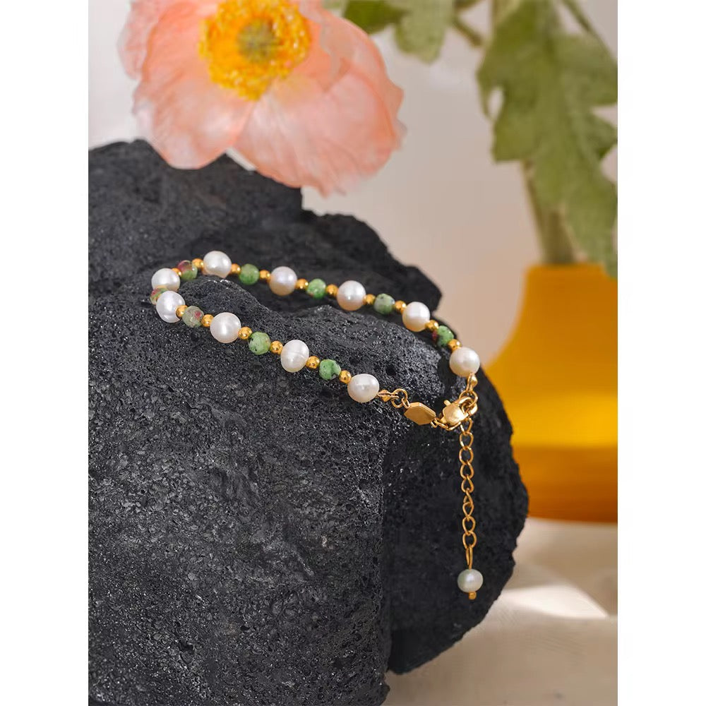 Pearl Zoisite Bracelet