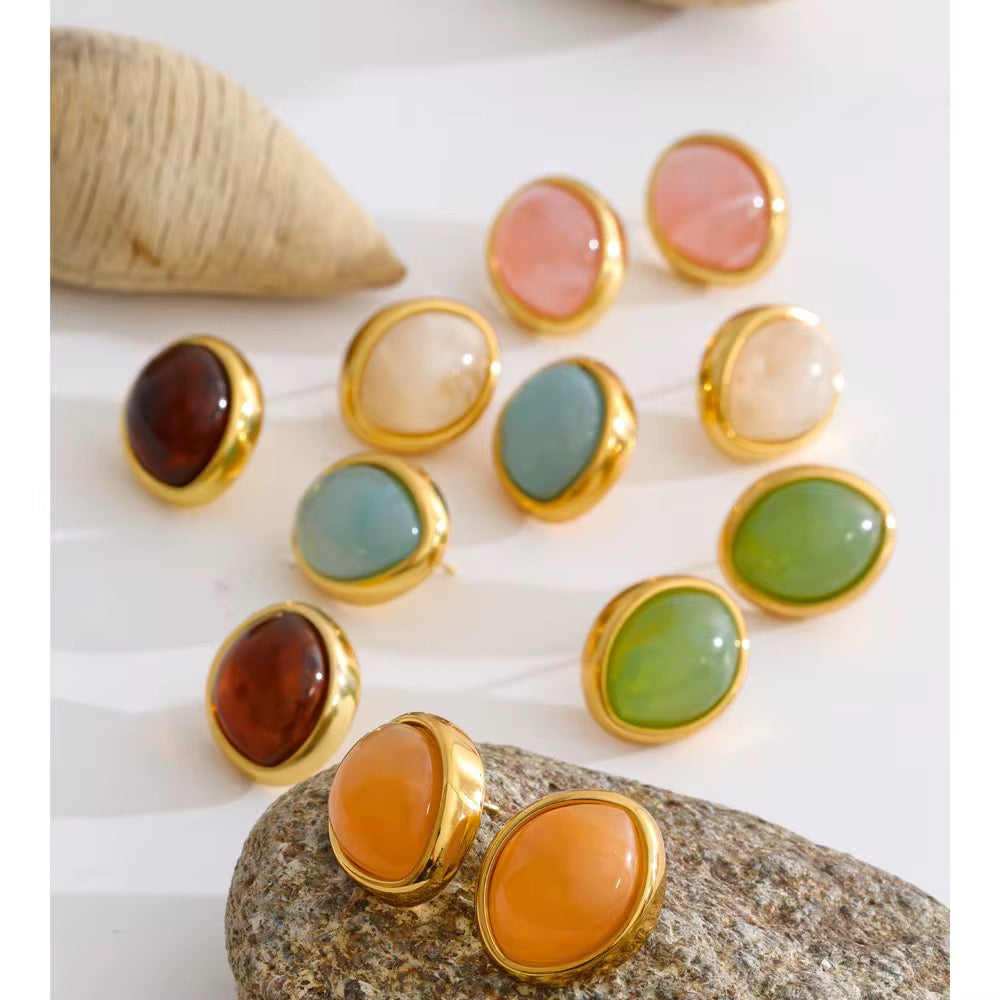 Blue Pear Shape Studs