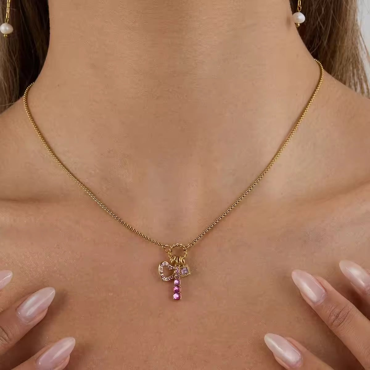 Pink Tricharm Necklace