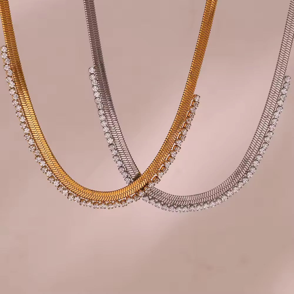 Silver Pave Snake Chain