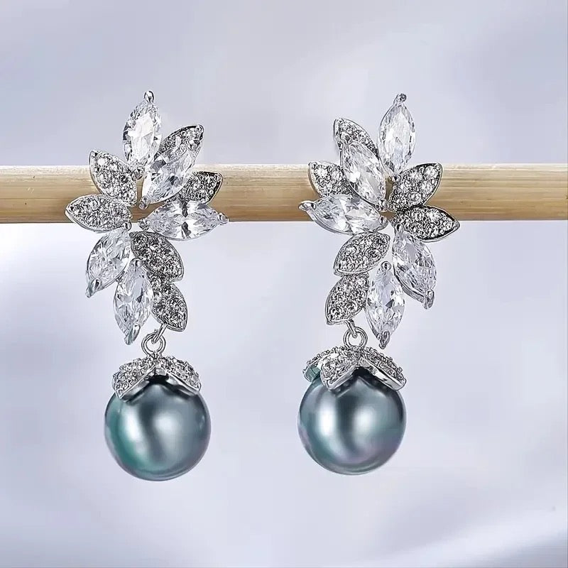 Grey Rainbow Zirconium Pearl Studs