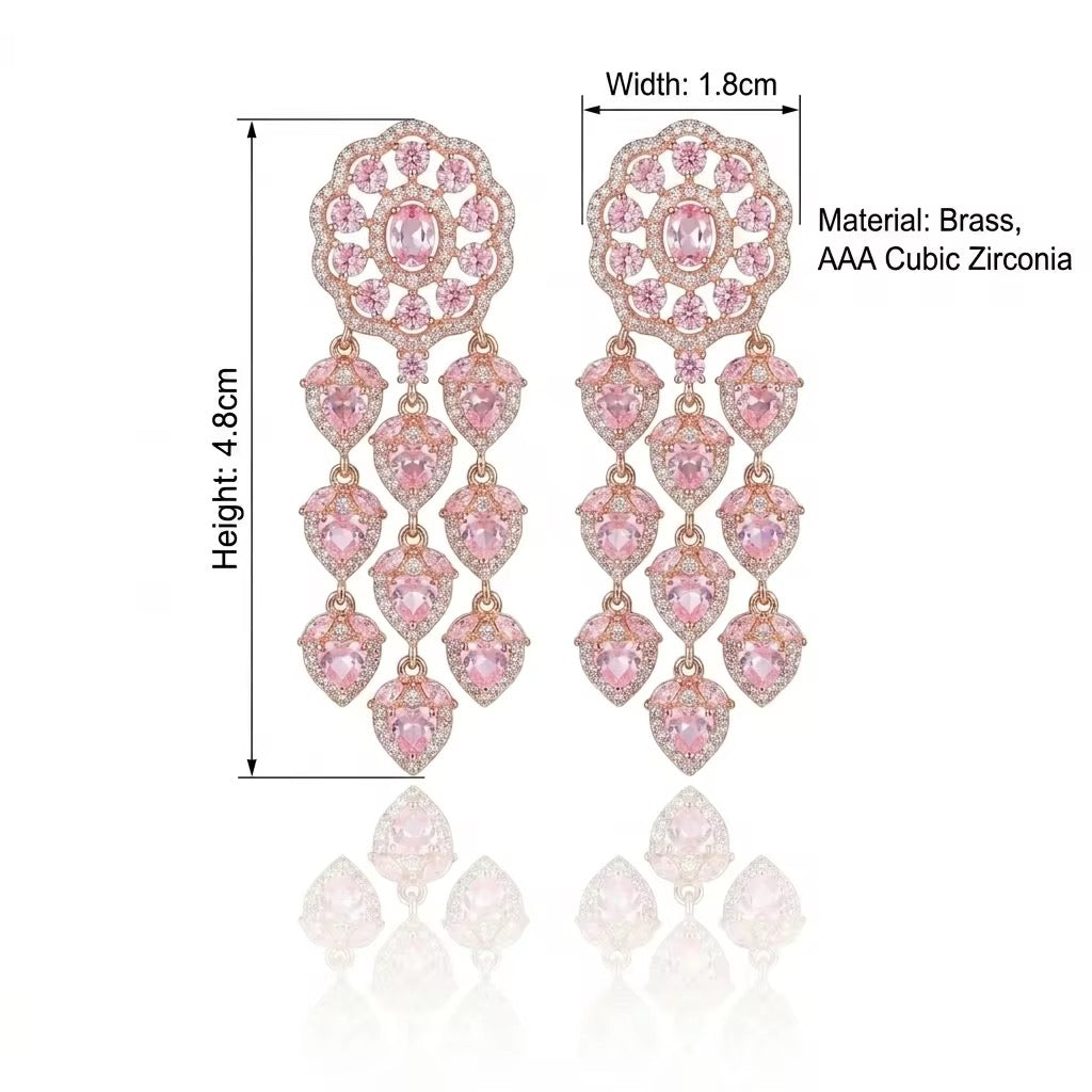 Peachy Pink Chandelier Luxe Earrings