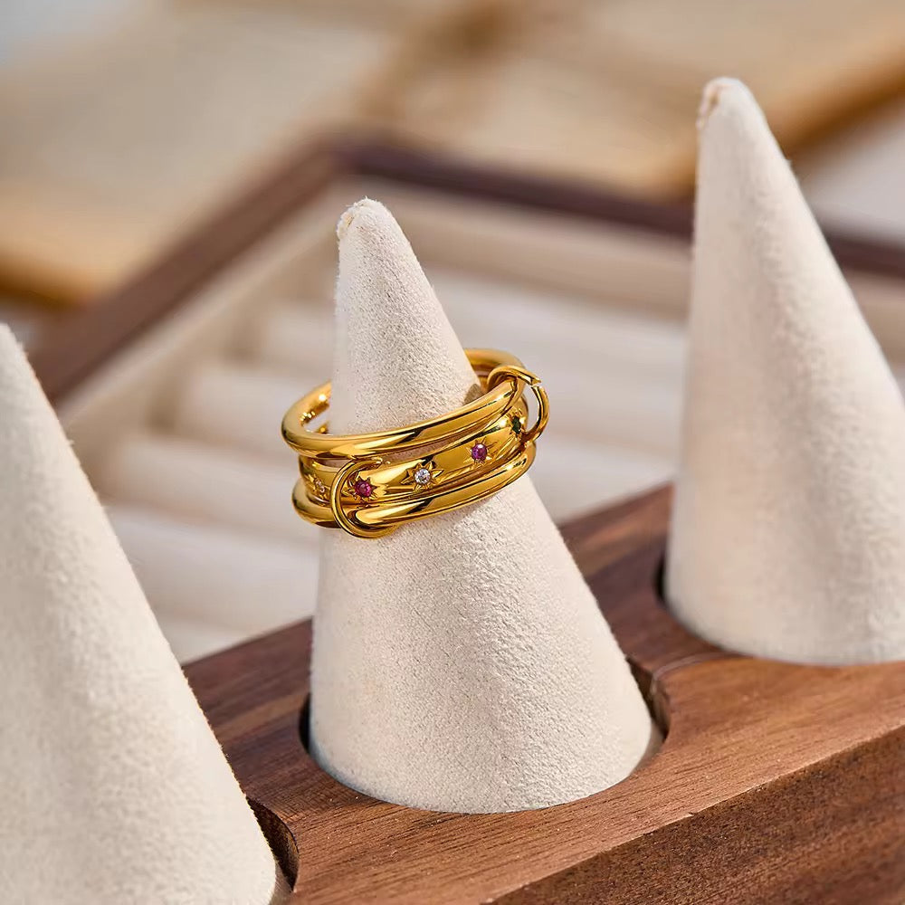 Rainbow Trilink Ring