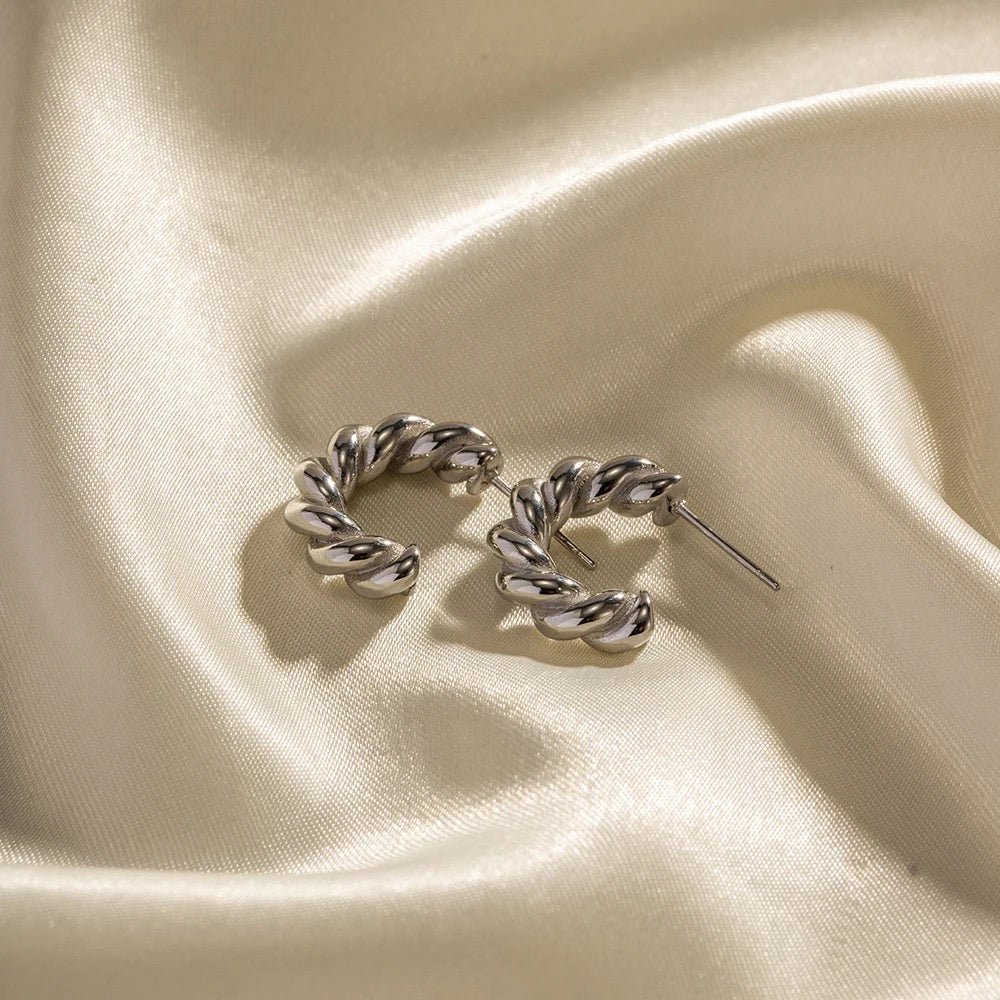 Silver Braid Hoops