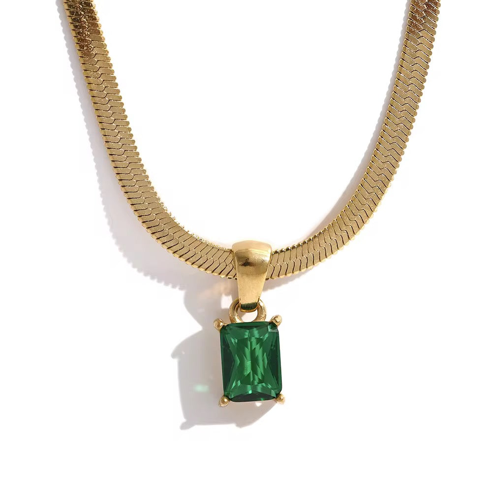 Cubic Zirconia Necklace (Green)