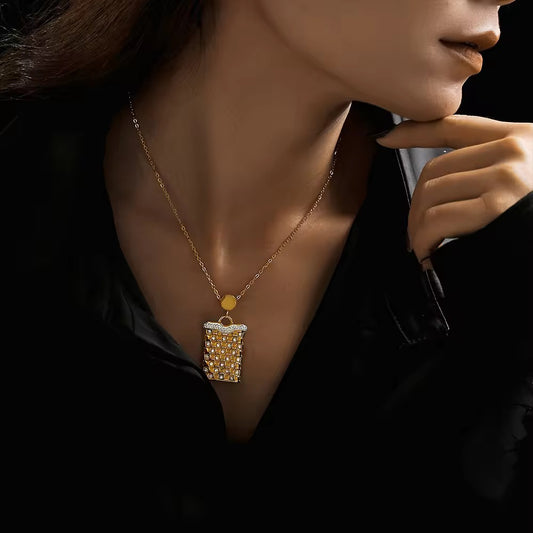 Plaid Zirconia Necklace