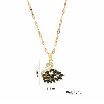Gold Zirconia Swan Necklace