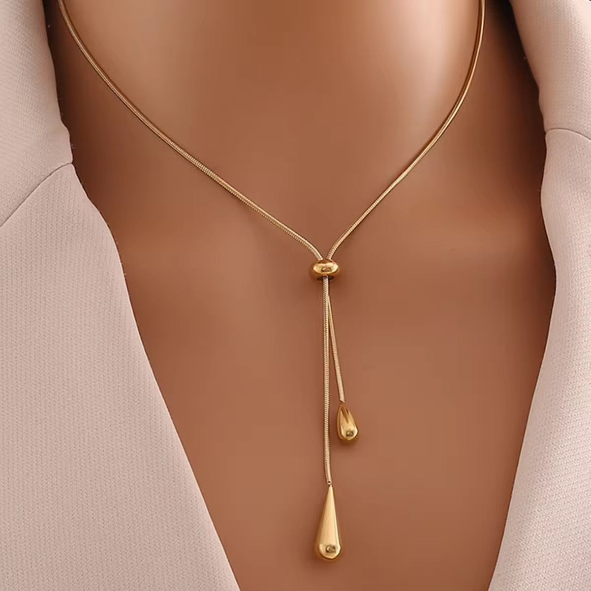 Double Drop Lariat Necklace