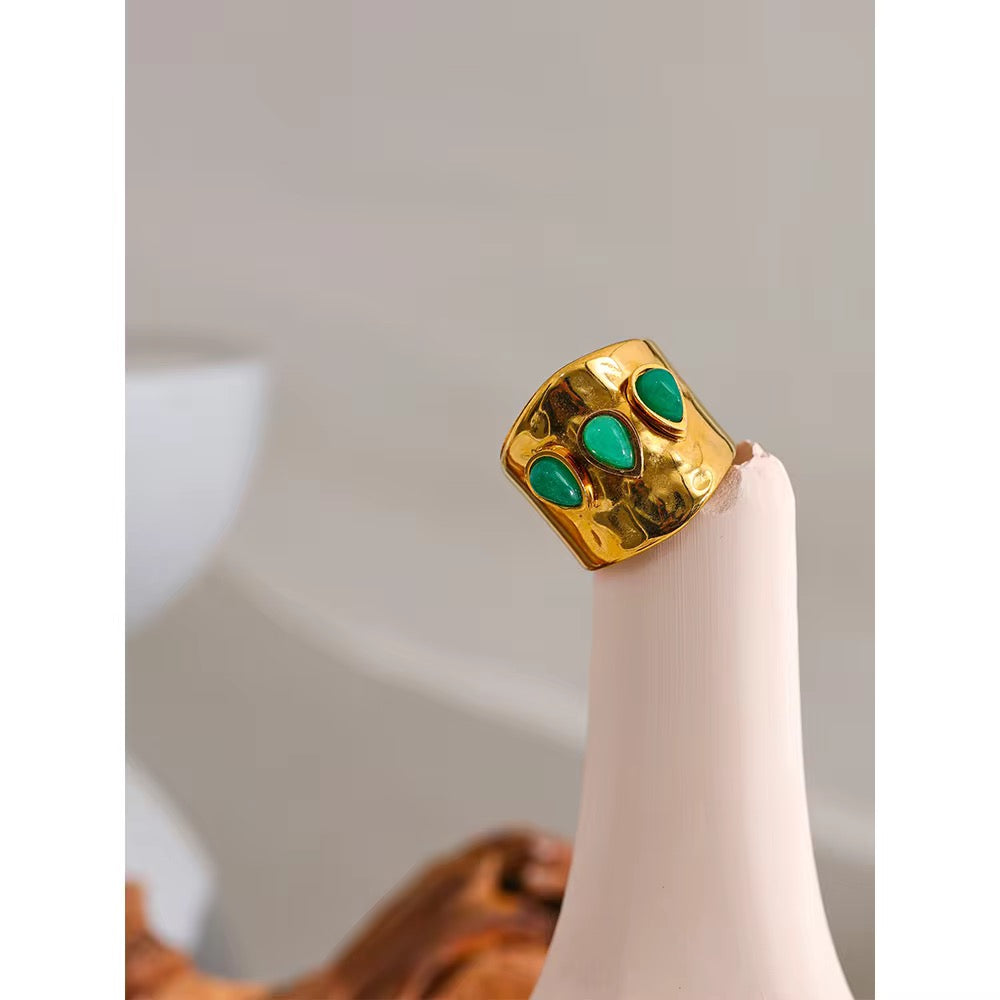 TriGreen Natural Stone Ring