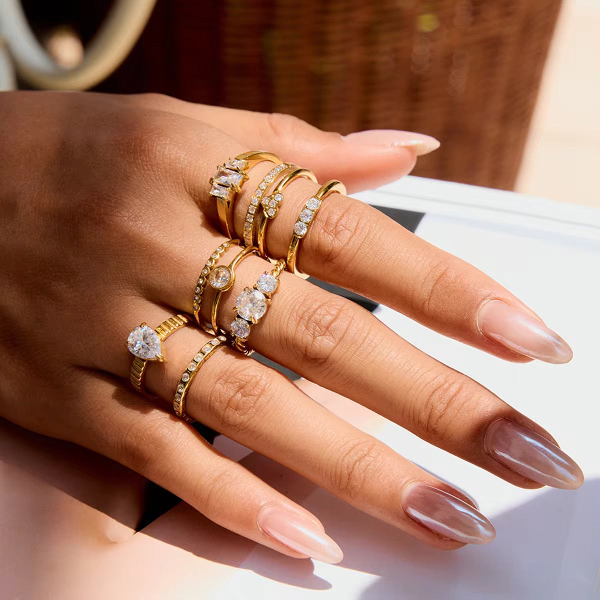 Ribbed Teardrop Ring