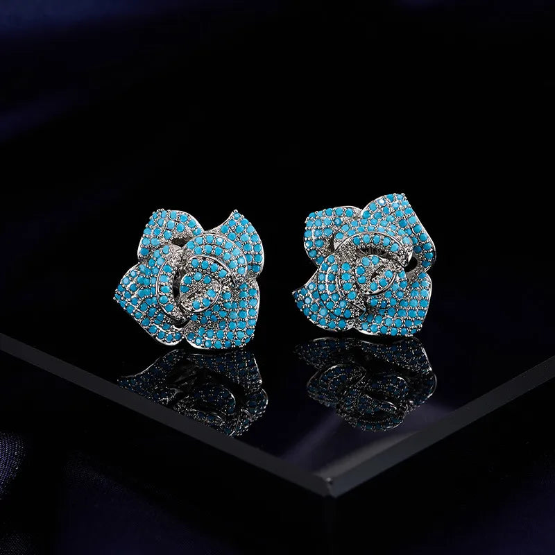 Turquoise Rosette Studs