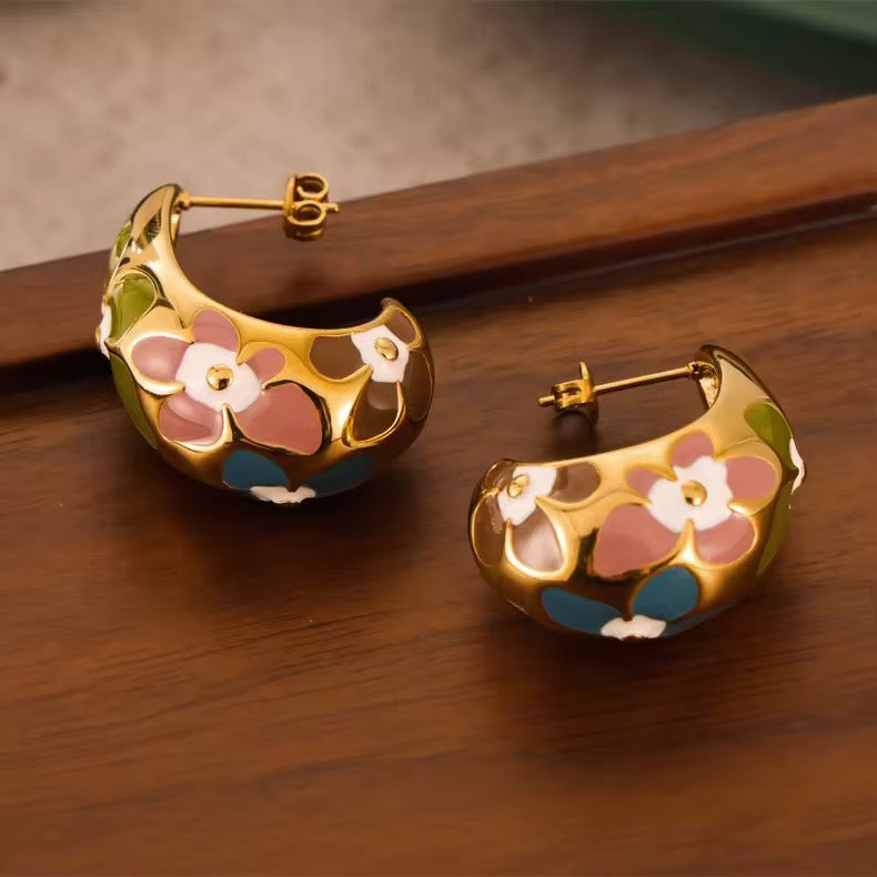 Painted Bottega Hoops