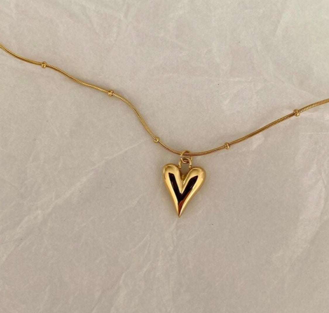 Solid Beaded Heart Necklace