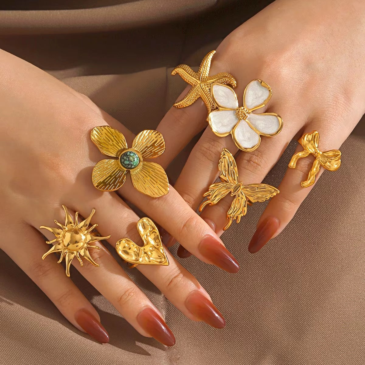 Green Big Flower Ring