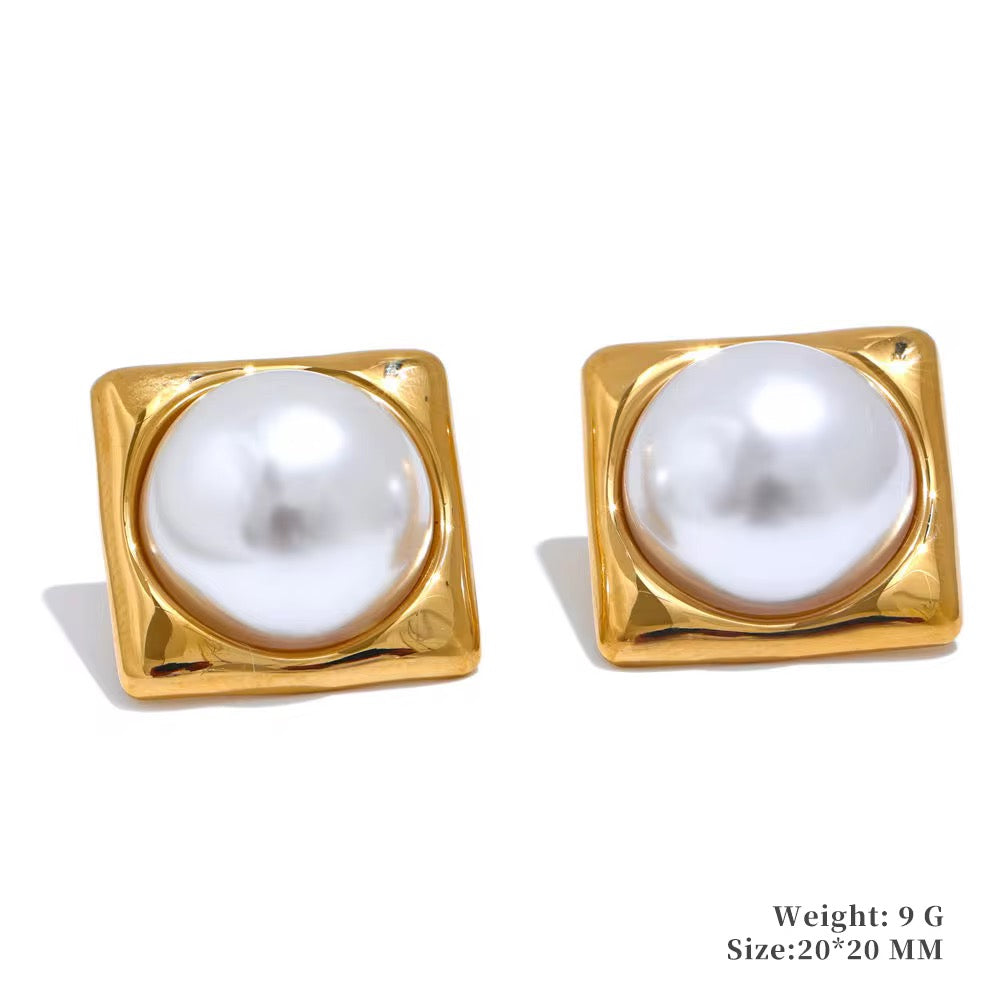 Pearl Ensquare Studs