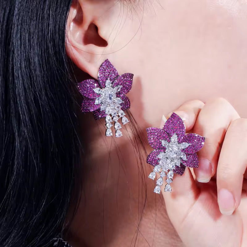 Fuchsia Flower Luxe Studs