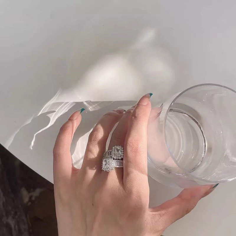 Diamond Bling Ring (Silver - Adjustable Size)