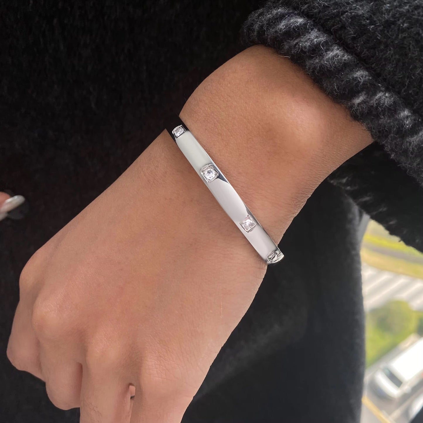 Silver Square Bangle