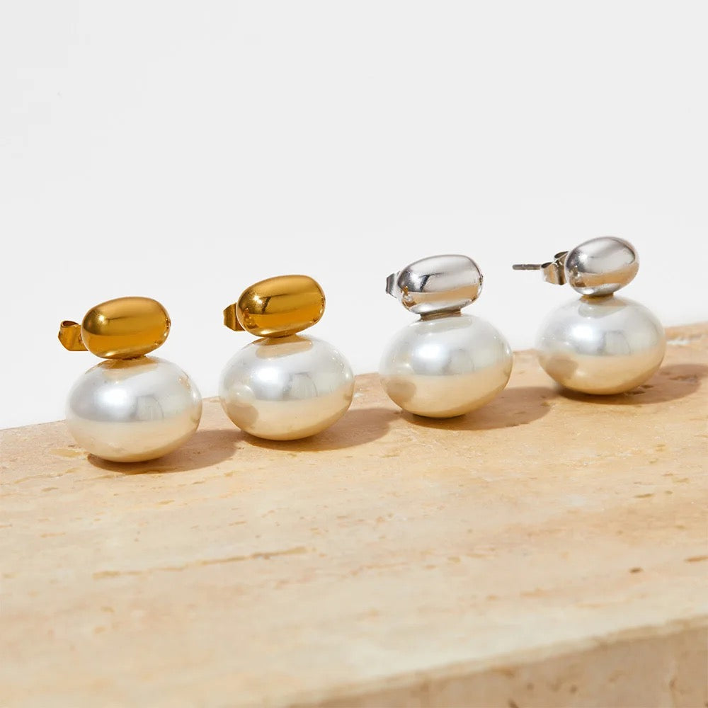 Silver Solara Pearl Studs