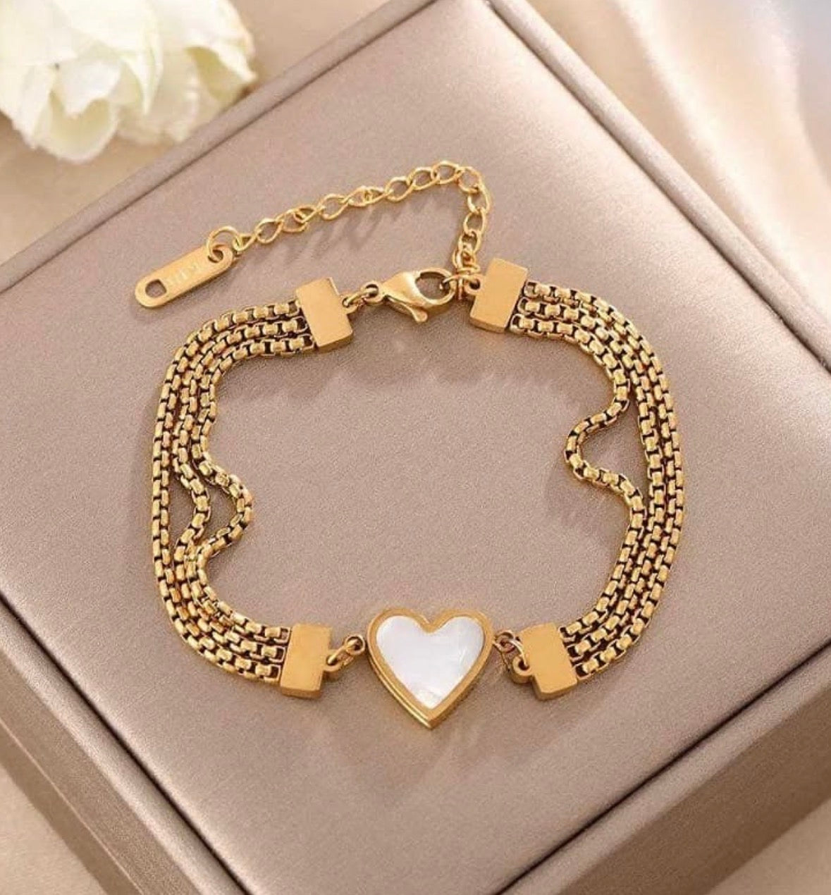 White Big Heart Bracelet
