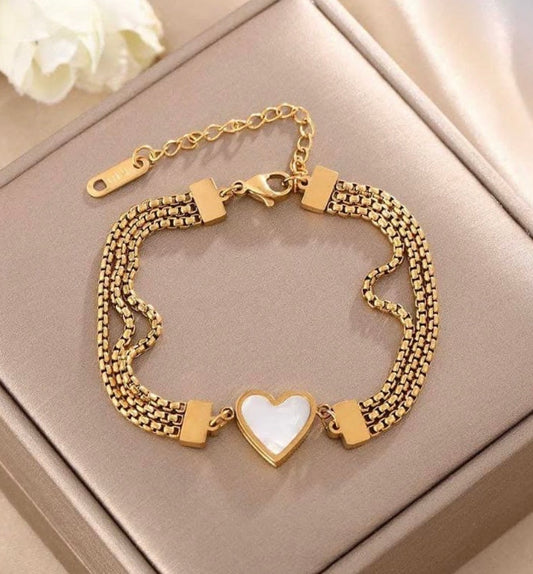 White Big Heart Bracelet