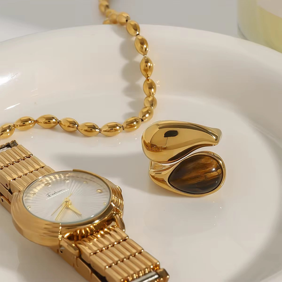 Tigereye waterdrop Ring