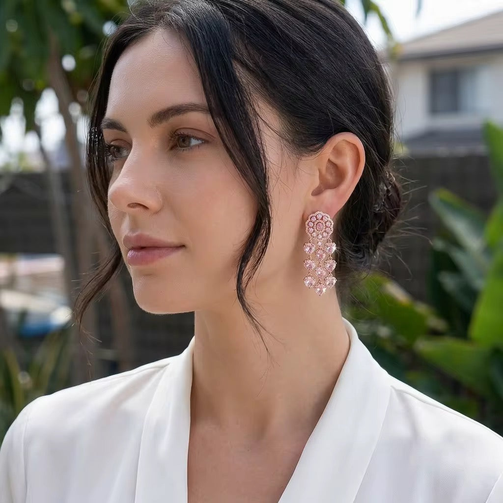 Peachy Pink Chandelier Luxe Earrings