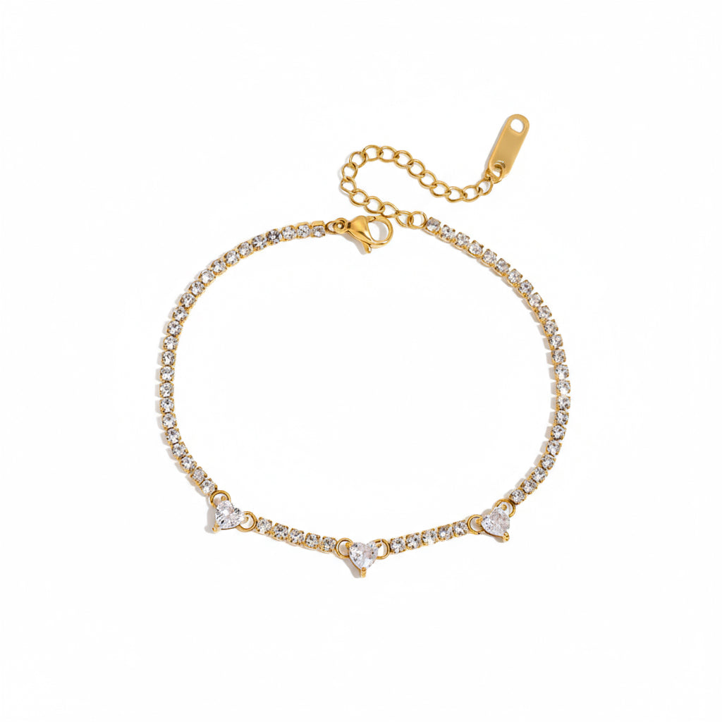 Tri Heart Zirconia Bracelet