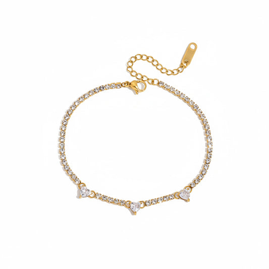 Tri Heart Zirconia Bracelet