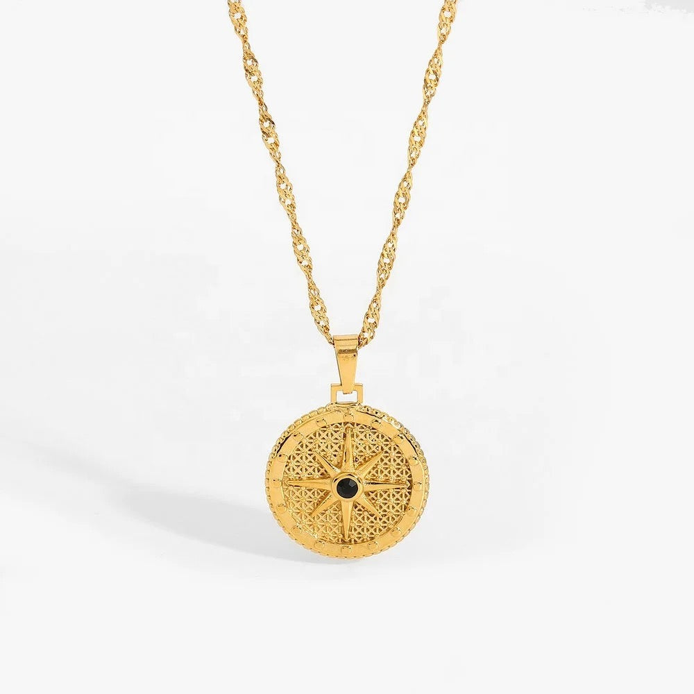 Black Dot Circle Necklace