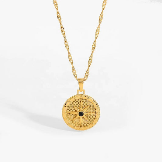 Black Dot Circle Necklace