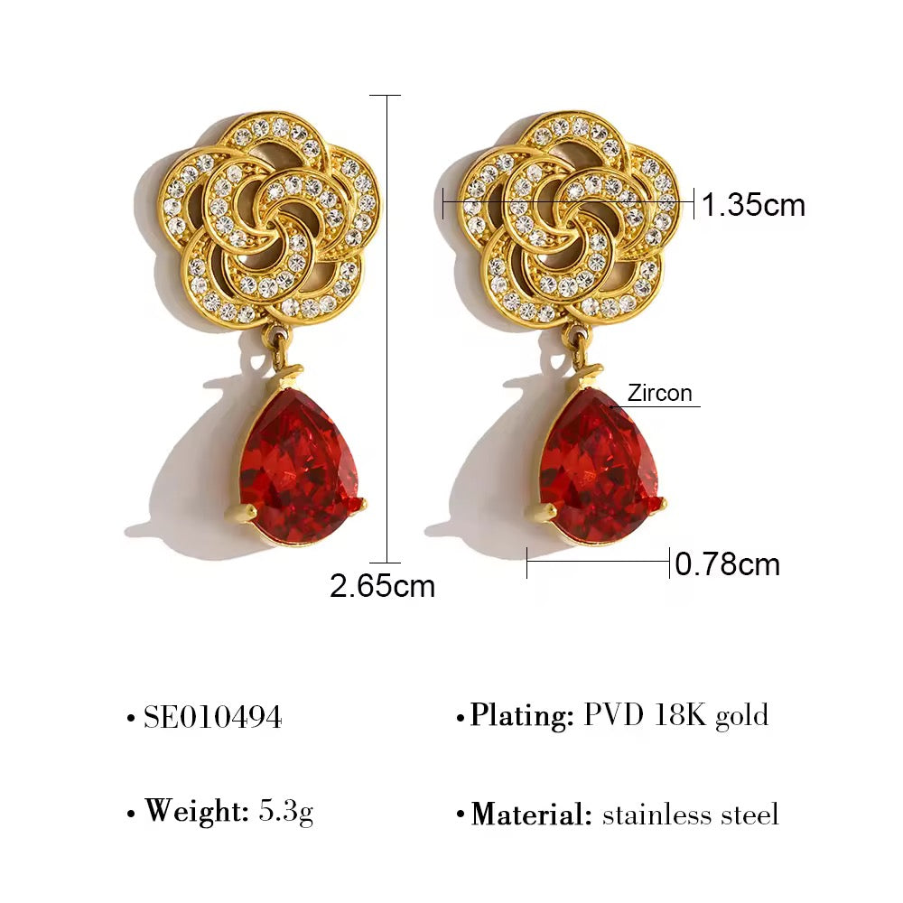 Rust Floral Studs