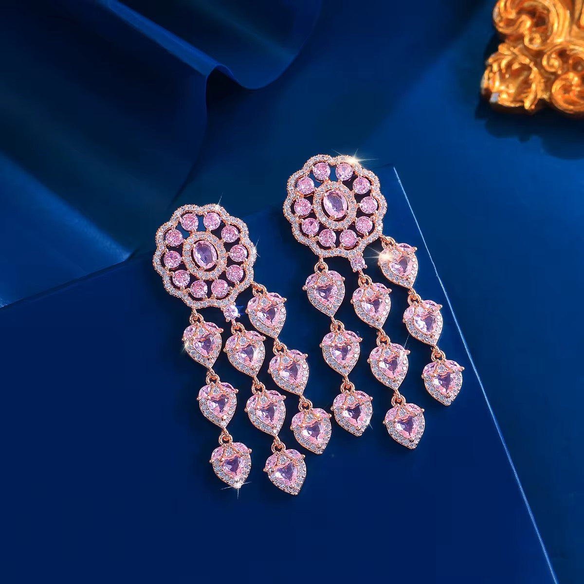 Peachy Pink Chandelier Luxe Earrings
