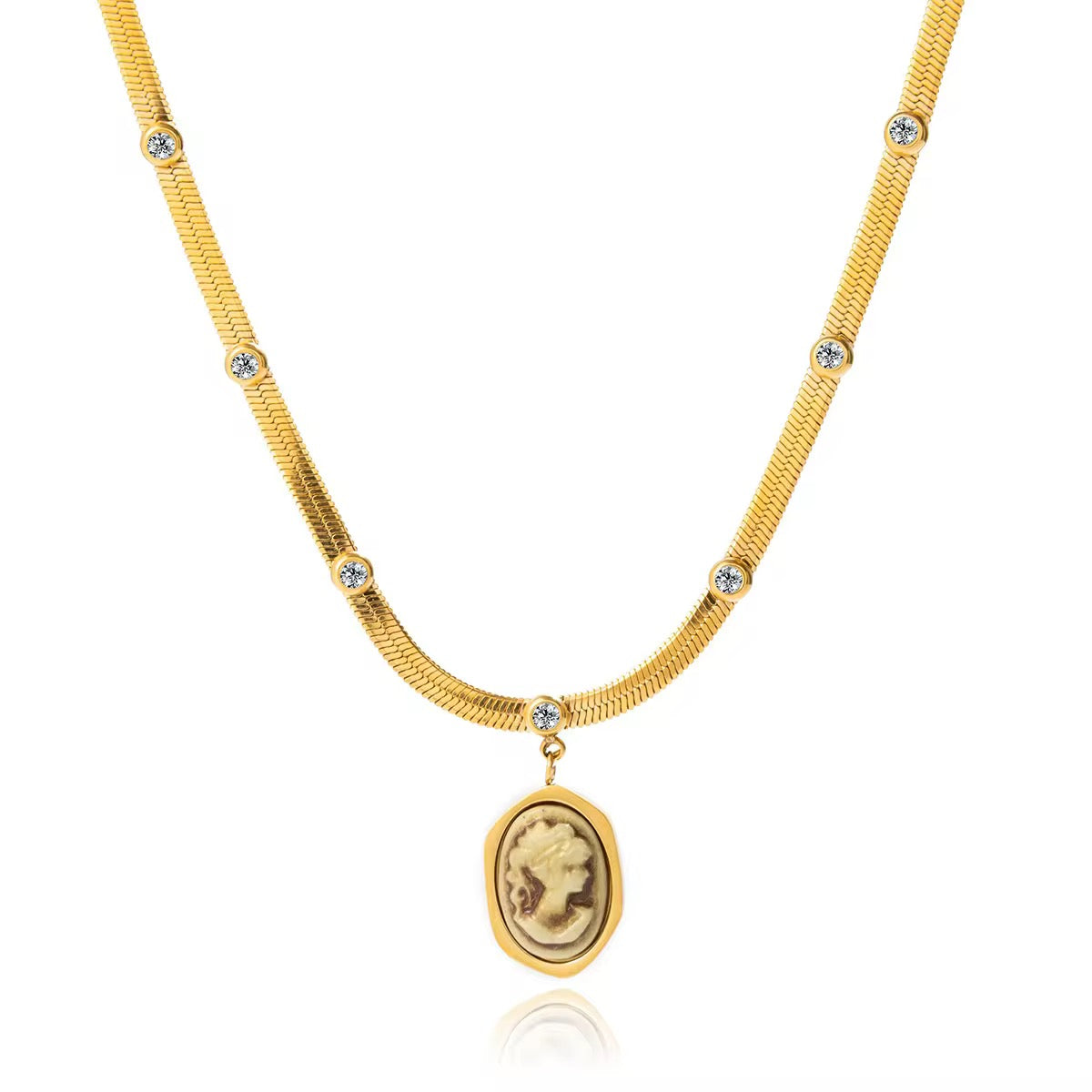Portrait Zirconia Necklace