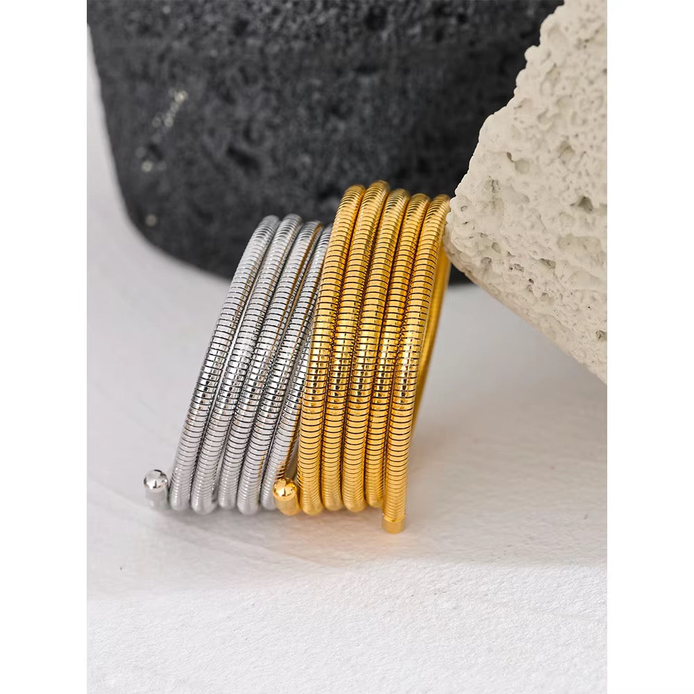 Silver Spiral Coil Bracelet