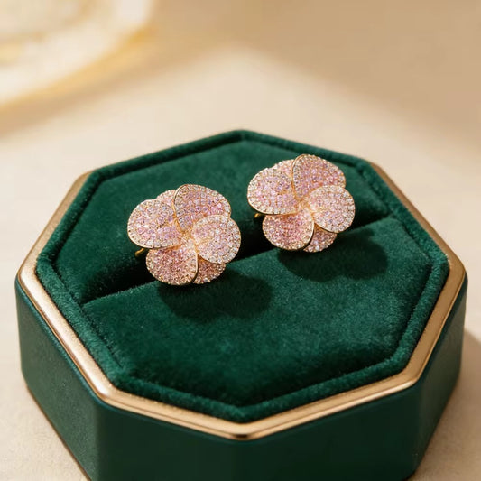 Pink Florette Studs
