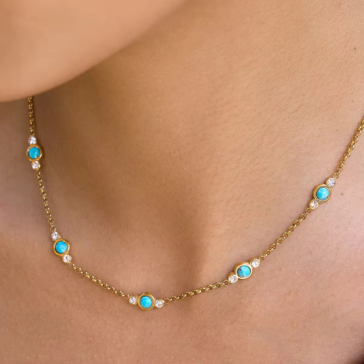 Turquoise Zirconia Necklace