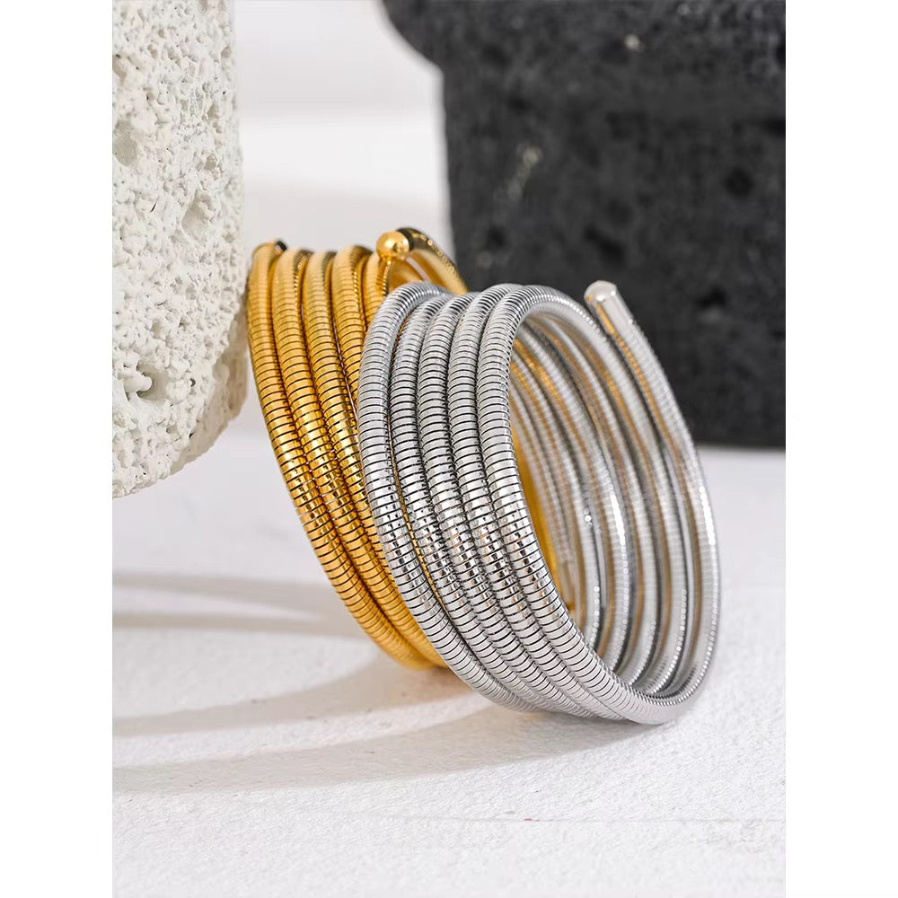 Silver Spiral Coil Bracelet