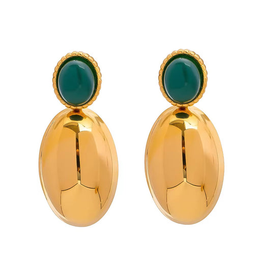 Emerald Oval Earrings