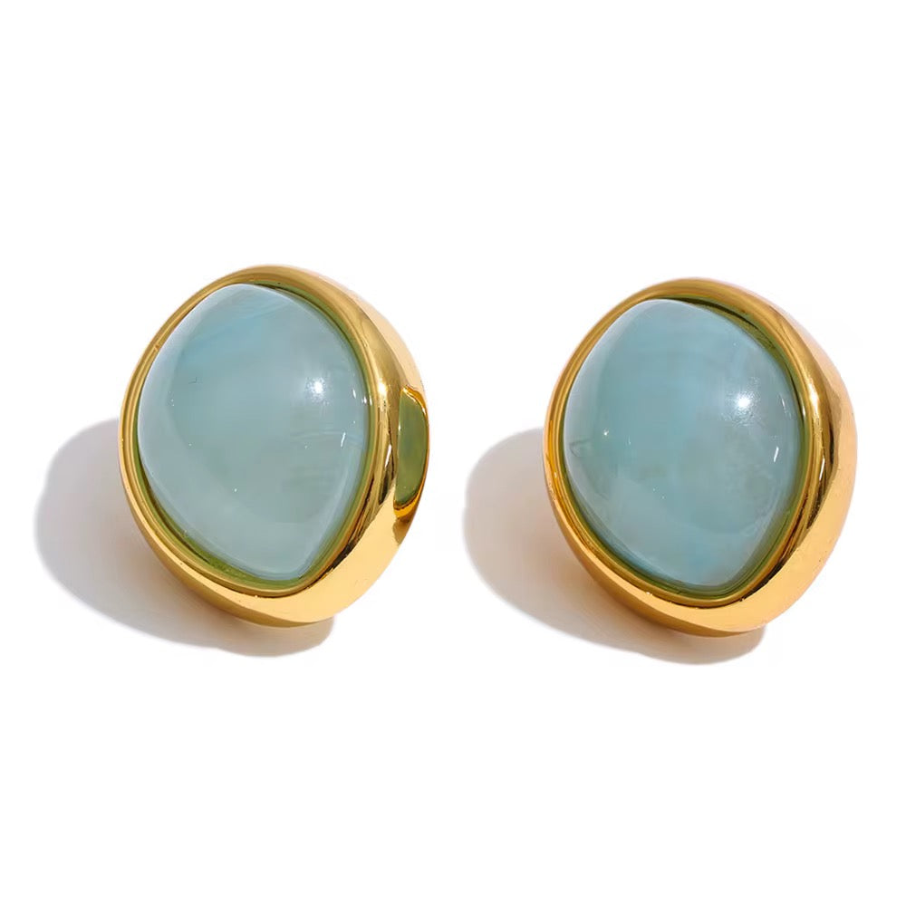 Blue Pear Shape Studs