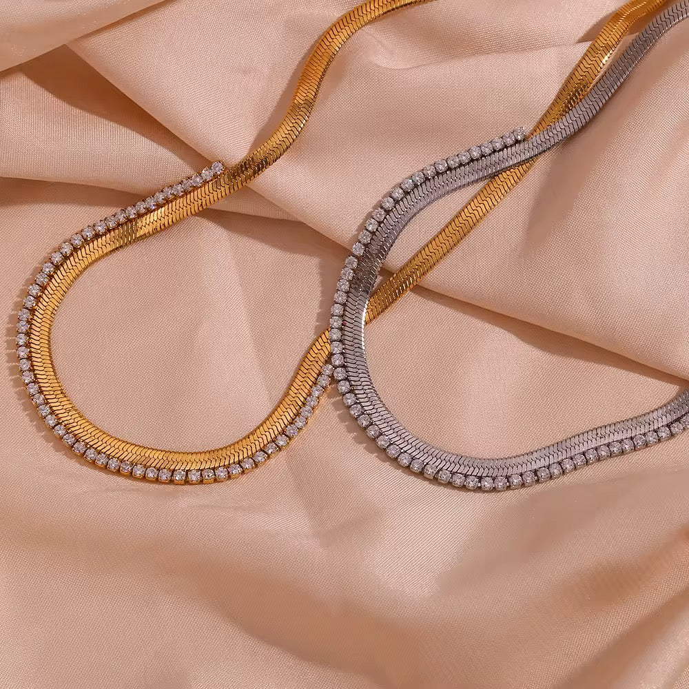 Silver Pave Snake Chain