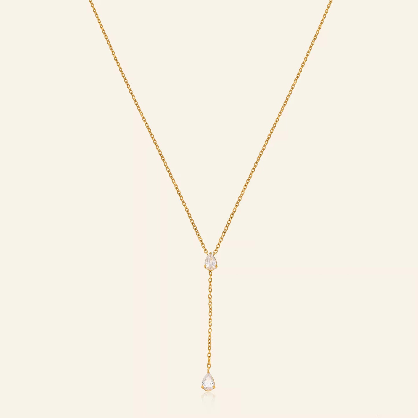 Double Tear Lariat Necklace