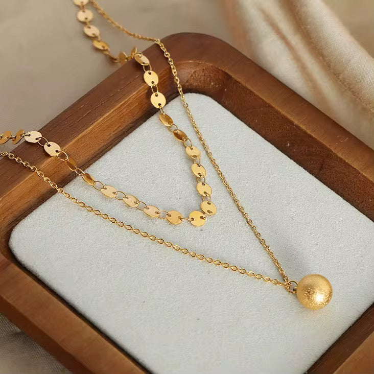 Frosted Double Layer Necklce