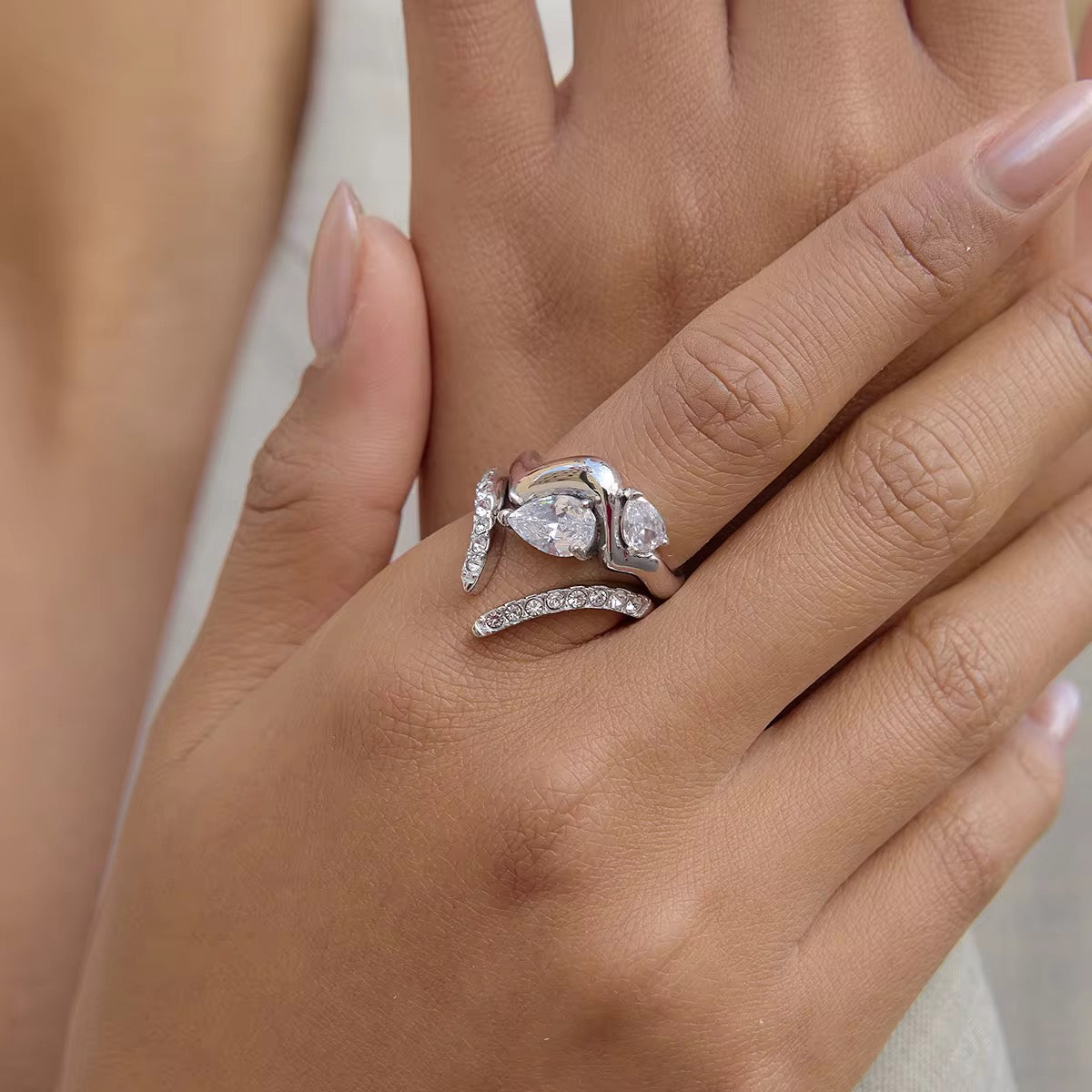Silver Double Tear Ring