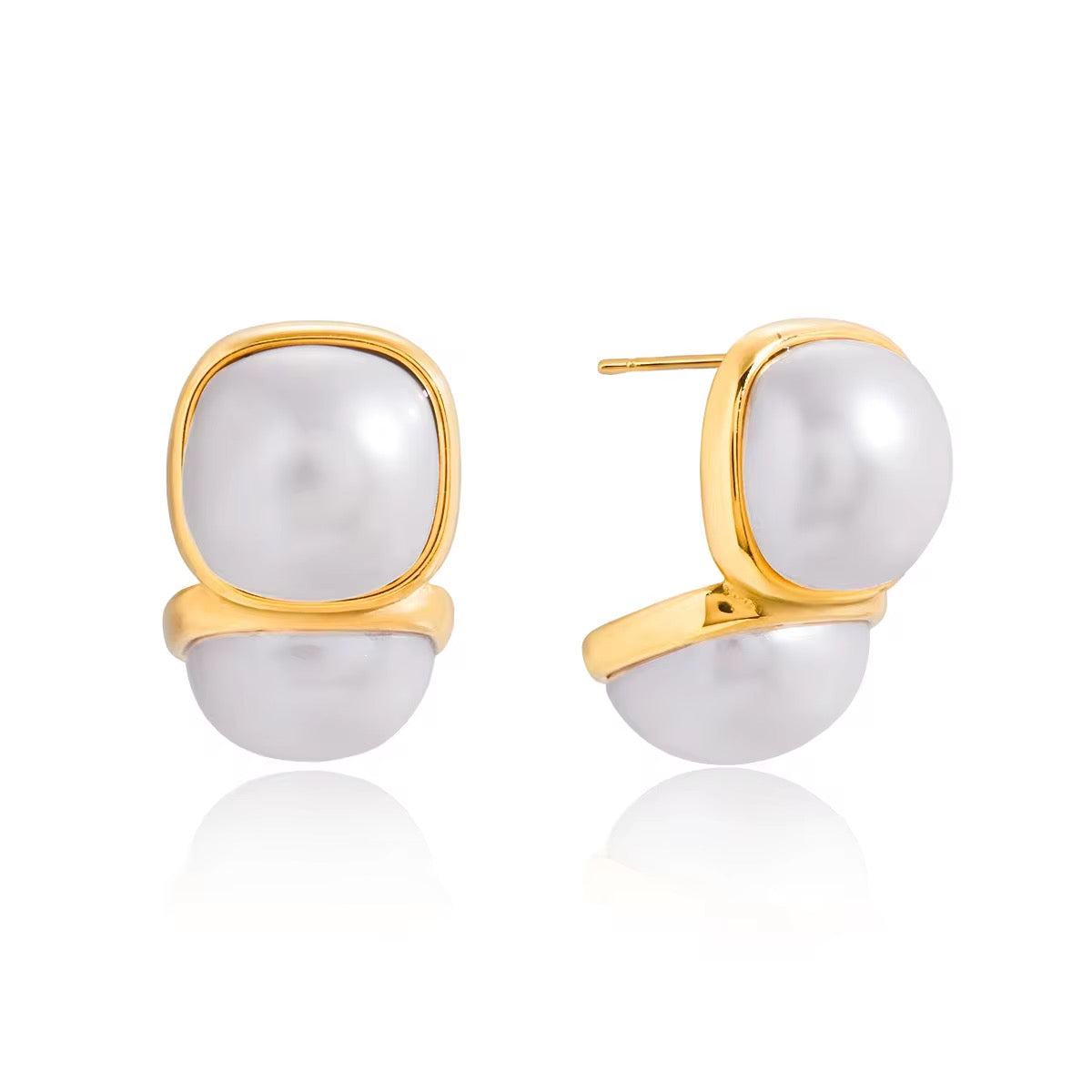 Square Pearls Studs