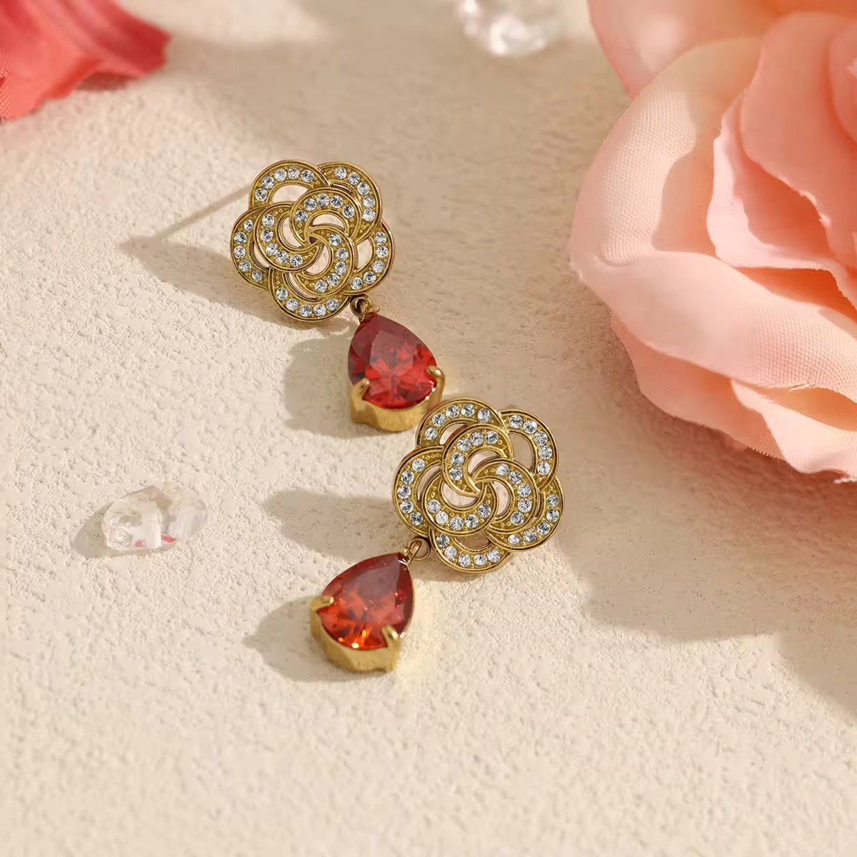 Rust Floral Studs