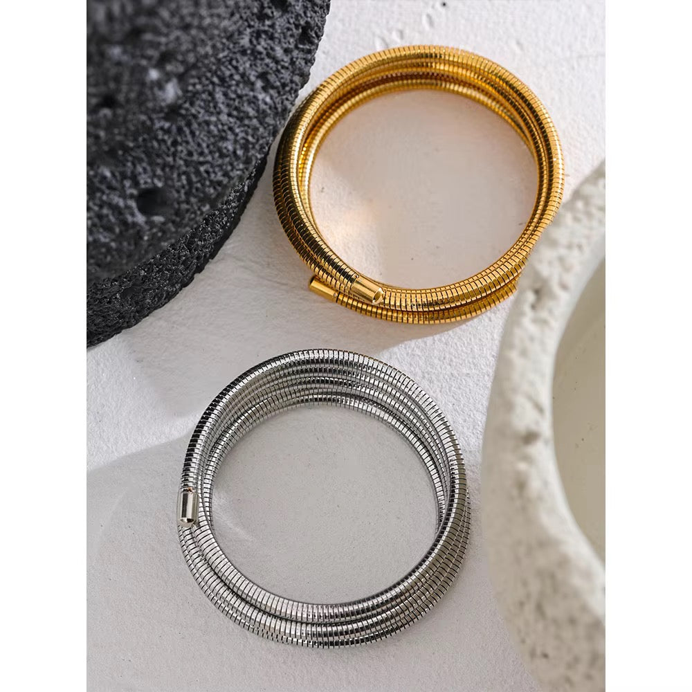 Silver Spiral Coil Bracelet