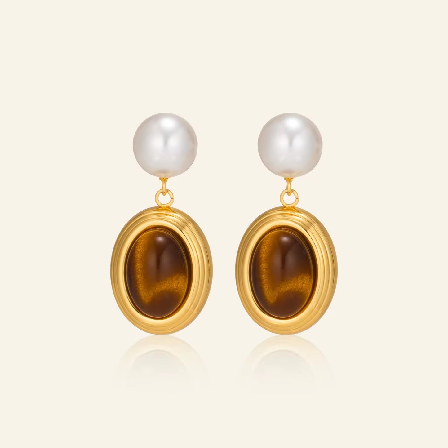 Tigerstone Pearl Earrings