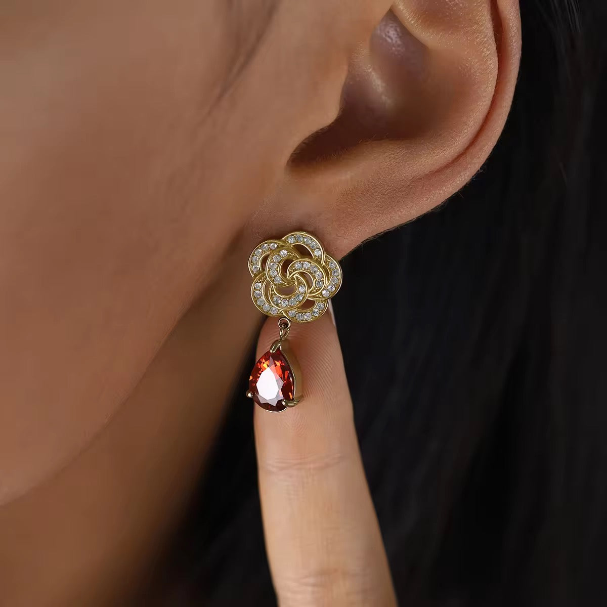 Rust Floral Studs