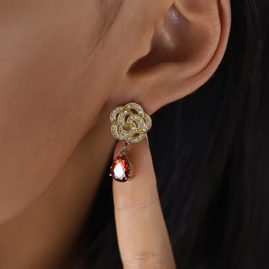 Rust Floral Studs